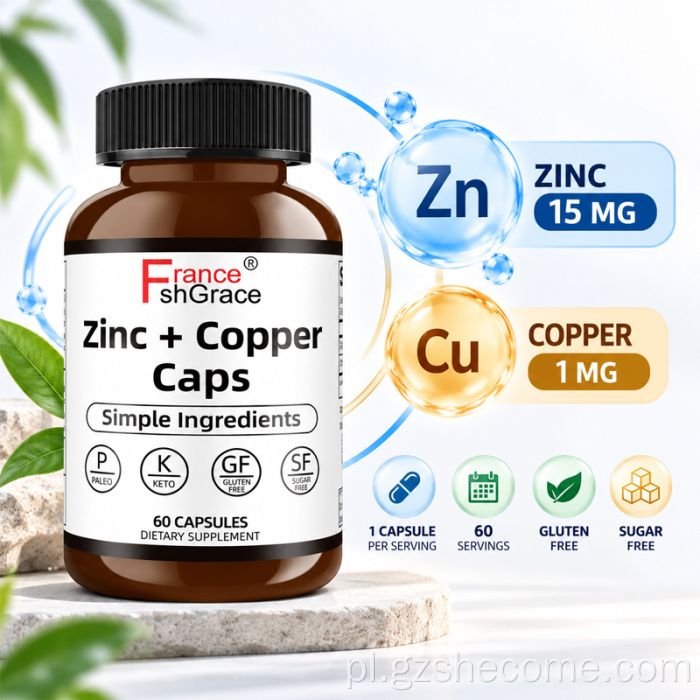 Suplementy Shecome Zinc Copper wspierają strukturę włosów skóry